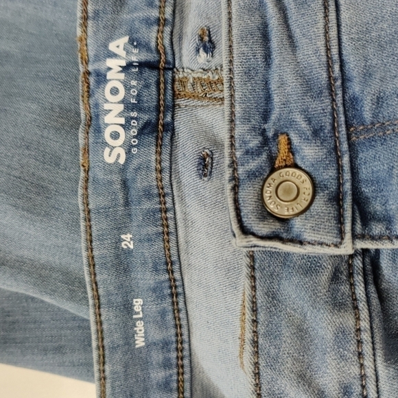 𝅺SONOMA Wide Leg High Rise Button Fly Jeans, Size 24 - Picture 12 of 13